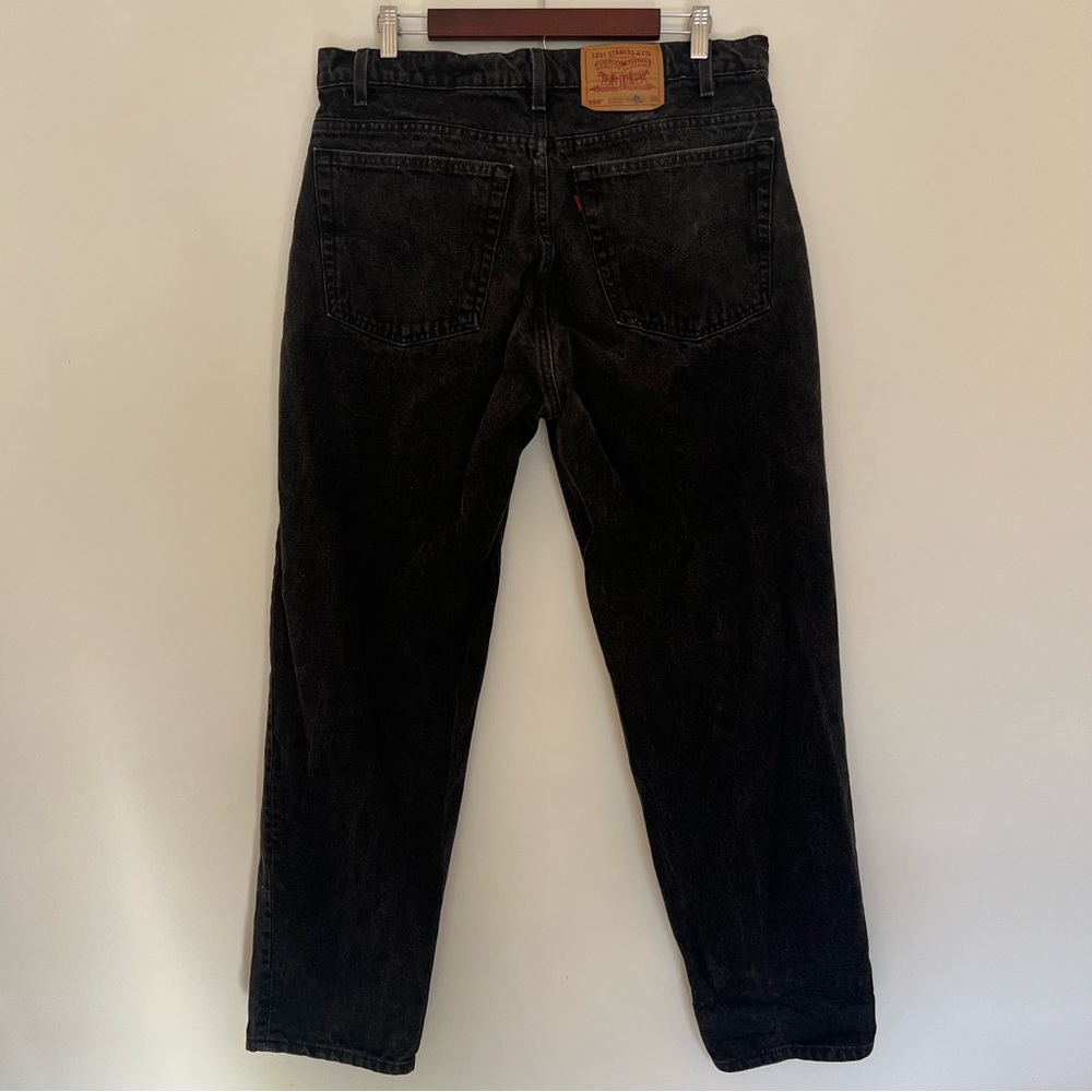 Levi’s 550 Relaxed Fit Tapered Leg Size 38/30 Vintage 90’s Black Denim Jeans - Picture 4 of 12
